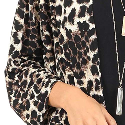 Posional Abrigo De AlgodóN De Moda para Mujer Smock Estampado De Leopardo Media Manga Moda Cubierta Larga