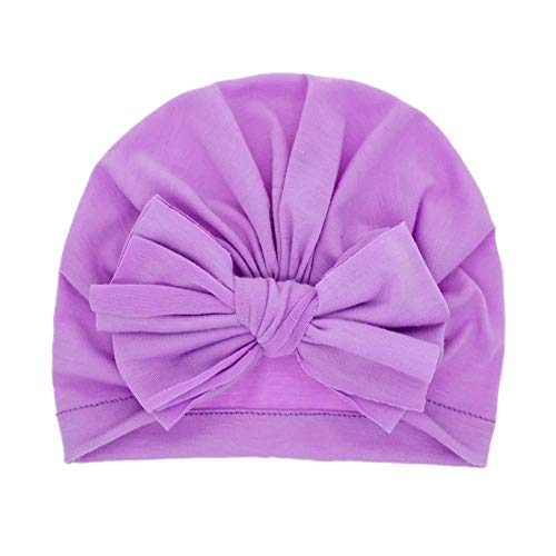 Precioso Sombrero de Invierno Grueso de Color sólido para recién Nacido, niños y niñas, algodón, Suave, Lazo Grande, Turbante, Gorro, sólidos, Accesorios para la Ducha del bebé -Sent at Random