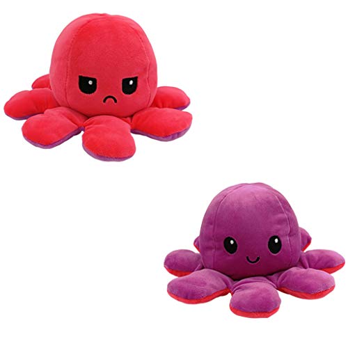 PUAMAC Peluche de Pulpo Reversible, Bonitos Juguetes de Peluche muñeco Vibrante de Doble Cara el Pulpo Reversible Original de Felpa Bonitos Juguetes de Peluche Niños