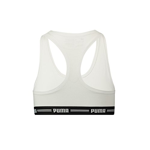 PUMA Iconic Racer Back Bra 1P Ropa Interior, Mujer, Blanco, Medium