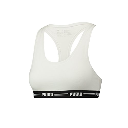 PUMA Iconic Racer Back Bra 1P Ropa Interior, Mujer, Blanco, Medium