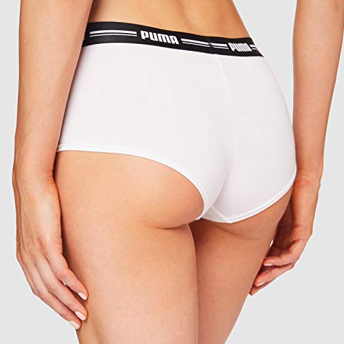 PUMA Iconic Women's Mini Short (2 Pack) Bragas Hipster, Blanco/Blanco, L (Pack de 2) para Mujer