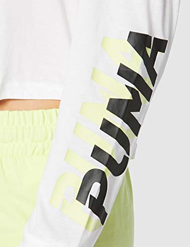 PUMA Modern Sports Cover Up Camiseta, Mujer, White-Sunny Lime, L