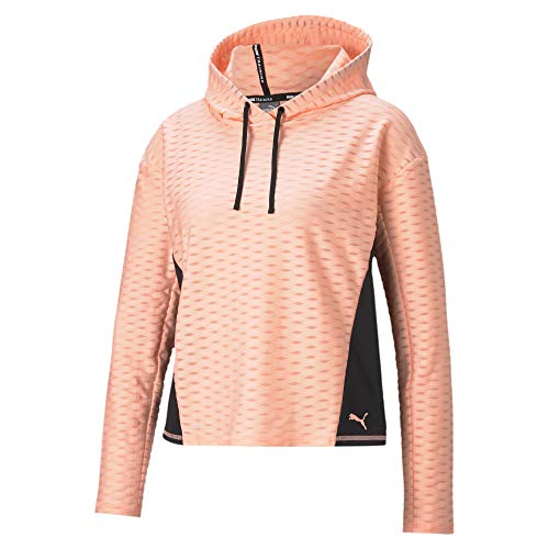 PUMA Train Flawless Pullover Hoodie Camiseta, Mujer, Elektro Peach, L