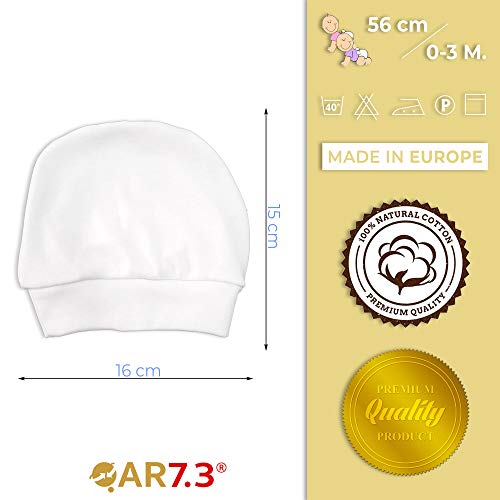 QAR7.3 Conjunto de Ropa Bebe Recien Nacido - 100% Algodón - Set Regalo 5 Piezas: Body, Pijama, Pantalon, Babero, Gorro (Blanco, 0-3 meses)