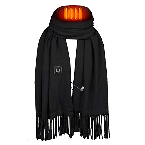 Qdreclod Bufanda de calentada para Hombres y Mujeres, Cachemir Bufanda con calefacción eléctrica, 3 Niveles de Temperatura Ajustable, Bufanda Caliente de Cuello para Invierno (Negro)