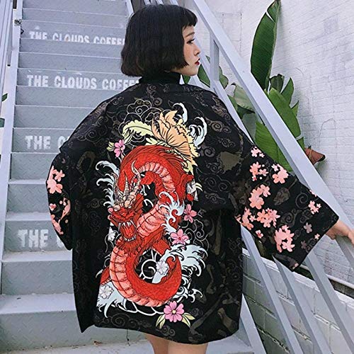 QIFENJ X Mujer Kimonos Kimono Japonés Cosplay Chaqueta De Punto De La Blusa For Las Mujeres Japonesas Yukata Kimono del Verano Femenino De La Playa Se avete domande Circa le dimensioni, Vi Prego di