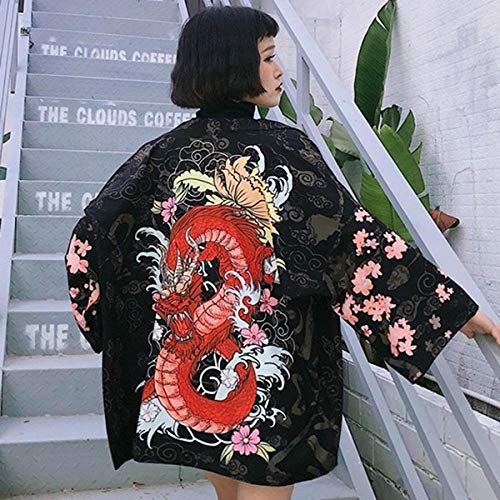 QIFENJ X Mujer Kimonos Kimono Japonés Cosplay Chaqueta De Punto De La Blusa For Las Mujeres Japonesas Yukata Kimono del Verano Femenino De La Playa Se avete domande Circa le dimensioni, Vi Prego di