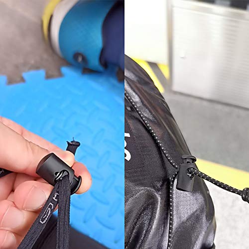 Qixuer 180 Pcs Bloqueo de Cordón de Resorte,Negro Tapón de Cerradura de Resortes Botones Cerraduras de Cordón de Plástico Hebilla de Resorte de Extremo para Mochila con Cordón Cordones Ropa Diarias