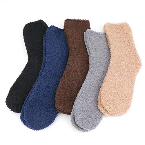 QKURT 5 Pares Calcetines Borrosos para los hombres,Invierno Calcetines Termicos,calcetines dormir,calcetines casa niño