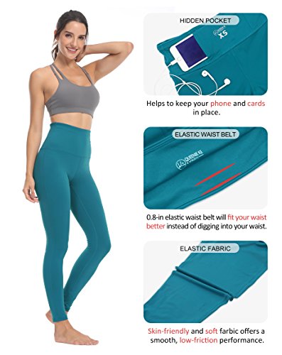 QUEENIEKE Pantalones de Mallas de Yoga de Cintura Alta para Mujeres Pantalones de Mallas para Correr Color Teal Tamaño S