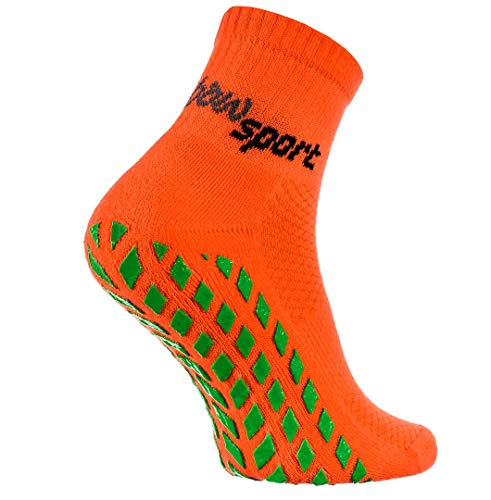 Rainbow Socks - Hombre Mujer Calcetines Antideslizantes de Deporte - 1 Par - Naranja - Talla 42-43