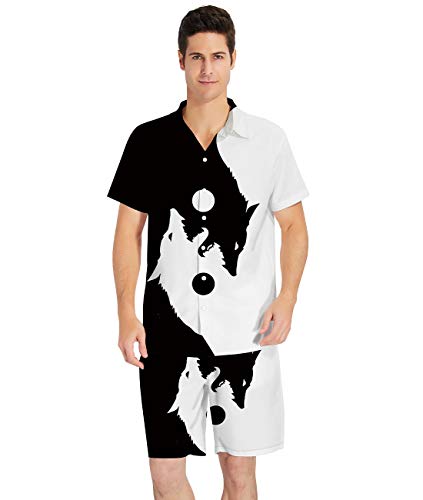 RAISEVERN Pantalones Cortos de baño para niños Maleta de Playa de Secado rápido Impresión 3D Yin Yang Wolf Board Pantalones de Surf Casuales de baño con Bolsillo XXL