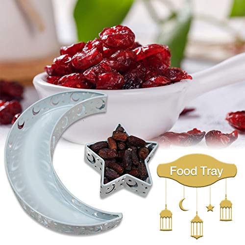 Ramadán Kareem Moon Star Forma Bandeja Decoración para el hogar Eid Mubarak Caja de Regalo Bandeja de Postre Artesanía Islam Fiesta Musulmana Festival Fiesta Decoración de Mesa