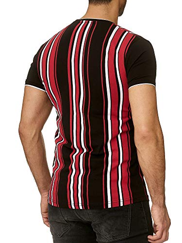 Red Bridge Camiseta Manga Corta de Rayas para Hombres T-Shirts con Logo Moda Negro