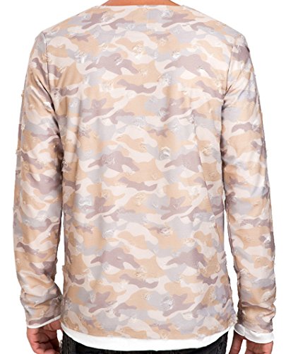 Red Bridge Suéter de Manga Larga Camuflaje Look Destruido Pulóver Casual Sudadera para Hombres