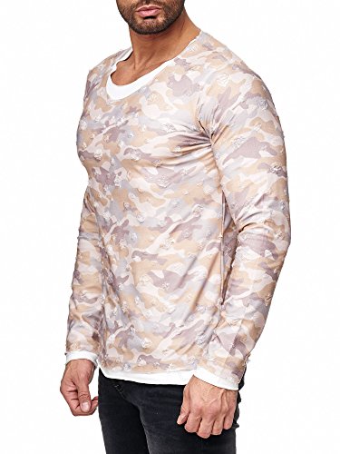 Red Bridge Suéter de Manga Larga Camuflaje Look Destruido Pulóver Casual Sudadera para Hombres