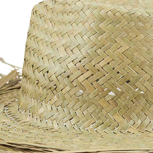 Relaxdays Sombrero Paja, Diseño Veraniego, Tipo Granjero, Trenzado, para la Playa, Hawaii, 1 Ud, 13 x 39 x 39 cm, Beige, Color, Medium (10020590)