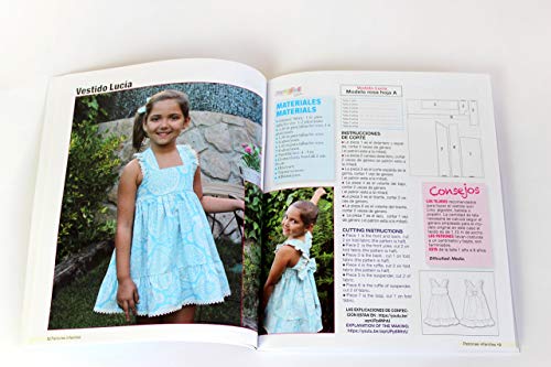 Revista patrones de costura infantil, nº 1. Moda Primavera-verano, 28 modelos de patrones, " niña, niño, bebé" Cutting instructions.