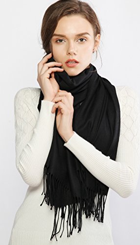 RIIQIICHY Mujer Cachemira Bufanda Pashmina Chal Negro Invierno Cálida Grande Larga Suave Manta para Mujeres