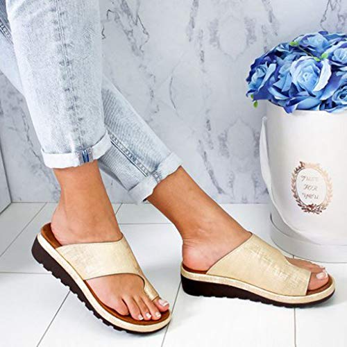 riou 2019 Nuevas Mujeres Cómodas Plataforma Sandalia Zapatos Romanas Verano Playa Viajes Zapatillas Moda Sandalias Cómodas Damas Zapatos Plataforma(Oro, 37)