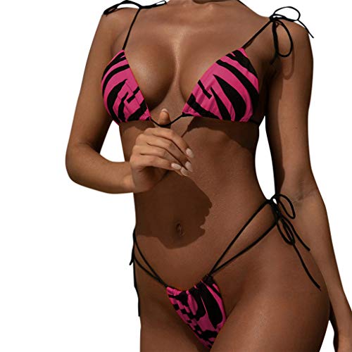 riou Bikinis Mujer 2019 Push up Bikini de Tres Puntos con Estampado de Cebra y Tira Mujeres Conjunto de Traje de BañO Brasileños Bañador Ropa de Dos Piezas vikinis