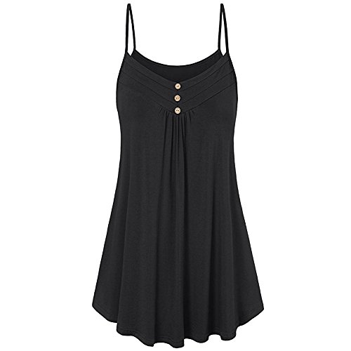 riou Camisetas Mujeres Verano Tamaño Grande Blusa Tirantes Mujer botón Suelto Cuello V Cami Tank Tops Básica Tops Mujer Vestir Ropa para Primavera Verano