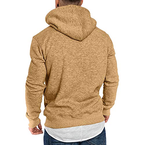 riou ¡Oferta Sudaderas con Capucha para Hombre Cosy Chaqueta Deportiva Sudadera con Cremallera Completa Ecosmart Hoodie Casual Jerséis Top Blouse ¡Caliente! (Khaki, 2XL)