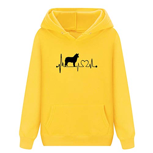 RISTHY Sudadera con Capucha Ocasionales para Mujer Camisa de Manga Larga Estampada Sudaderas con Cuello Redondo con Capucha