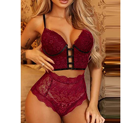 Ropa Interior De Encaje para Mujer Sujetador Ropa Interior Conjunto De Bragas Ropa Interior Sujetador + Conjunto De Bragas Ropa Interior Babydoll Pijama De Dos Piezas para El Hogar