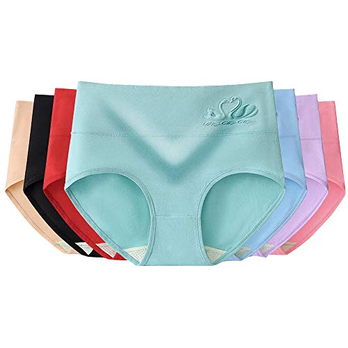 Ropa Interior de Mujer Bragas de Mujer Cintura Media Hipster Algodón Suave Sin Costura Calzoncillos completos Color sólido Estilo básico Calzoncillos Transpirables 7pack