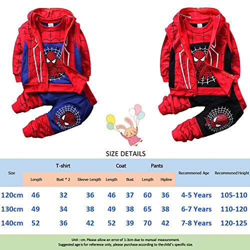 Ropa Niño Spiderman Sudaderas con Capucha Manga Larga Conjuntos Camisetas Tops Pantalones Bebé Abrigo (120cm, D Black)