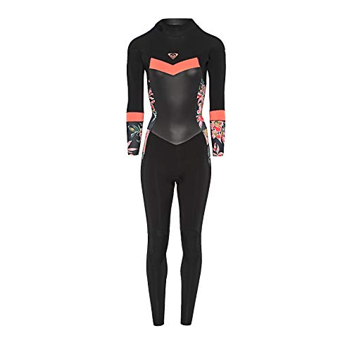 roxy Traje de Surf con Cremallera atrás para Mujer Bañador, Black/Bright Coral, 14