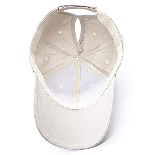 Ruberg Gorra de béisbol Mujer Gorra Cola de Caballo Cap Gorra 100% algodón Baseball Cap Ajustable Caps Gorra De Visera Sport Hat Trucker Gorra-Beige