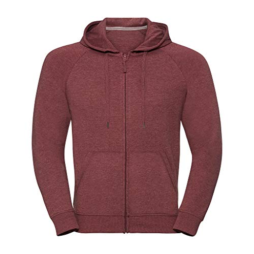 Russell - Sudadera con Capucha y Cremallera Modelo HD para Hombre (XXL) (Granate Jaspeado)