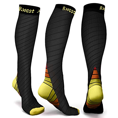 Rwest X Calcetines de compresión Medias de compresión para Hombres y Mujeres, Deporte, Trotar, Correr, Volar, Viajar, varicosas，Embarazo y médicos, Aumentar la circulación sanguínea, la regeneración