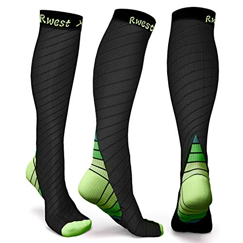 Rwest X Calcetines de compresión Medias de compresión para Hombres y Mujeres, Deporte, Trotar, Correr, Volar, Viajar, varicosas，Embarazo y médicos, Aumentar la circulación sanguínea, la regeneración