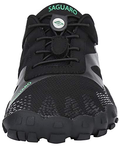 SAGUARO Hombre Mujer Zapatos Minimalistas Comodas Respirable Zapatillas de Trail Running Ligeras Calzado Barefoot Antideslizante para Gimnasio Fitness Senderismo Montaña, Negro 44 EU