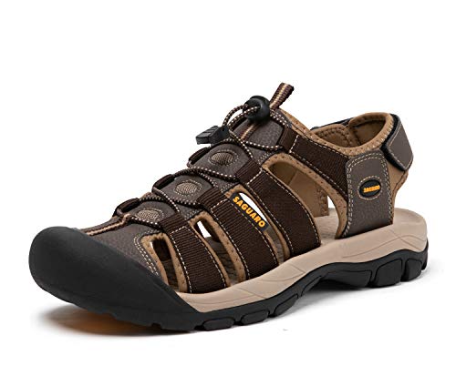 SAGUARO Sandalias Deportivas para Hombres Verano Cerradas Zapatos Antideslizante Sandalias de Playa Marrón 40 EU