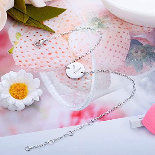 sailimue Pulseras Plata de Ley 925 para Muje Niñas Inicial de Cadena Letra A-Z Pulsera 16.5+5CM Ajustable