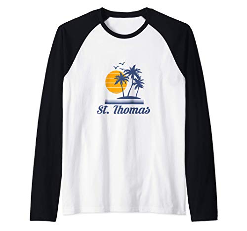 Saint St Thomas Caribbean Island Beach Country Gift Camiseta Manga Raglan