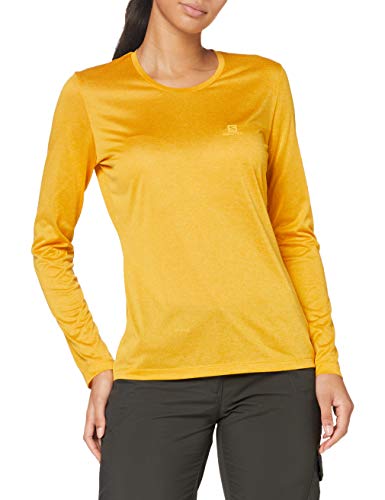 SALOMON Agile LS tee W Camiseta de Manga Larga, Mujer, Autumn Blaze/Citrus/Heather, s