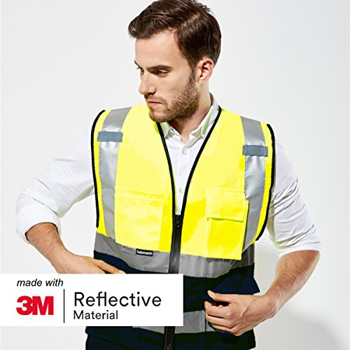 Salzmann 3M Chaleco de Trabajo Multibolsillos | Chaleco reflectante con cremallera | Hecho con cinta reflectante 3M