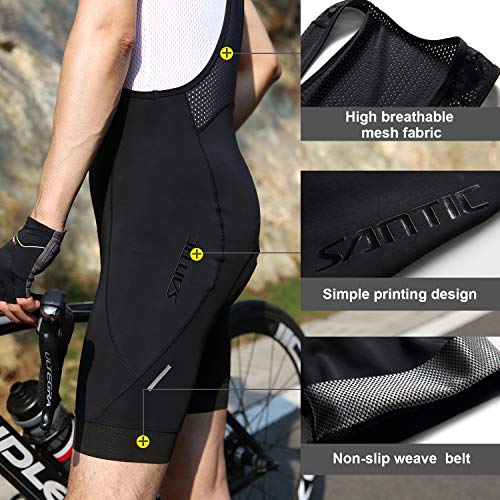 Santic Culote Bicicleta Hombre Culotte Ciclismo Hombre Culote MTB Pantalones Cortos Ciclismo Hombre con Tirante Negro EU L