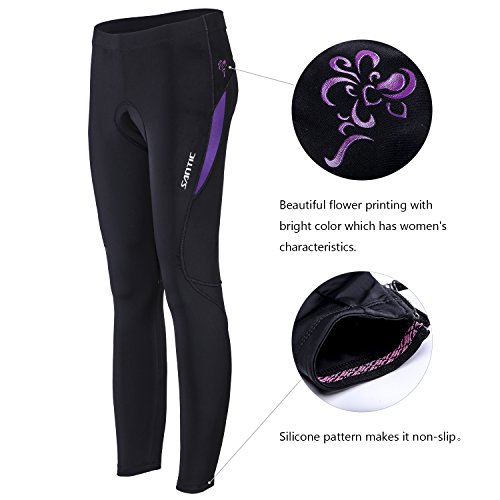 Santic Culote Ciclismo Mujer Culote Bicicleta Pantalones Largos de Ciclismo/Bicicleta/MTB con Badana para Mujeres Violado EU XL