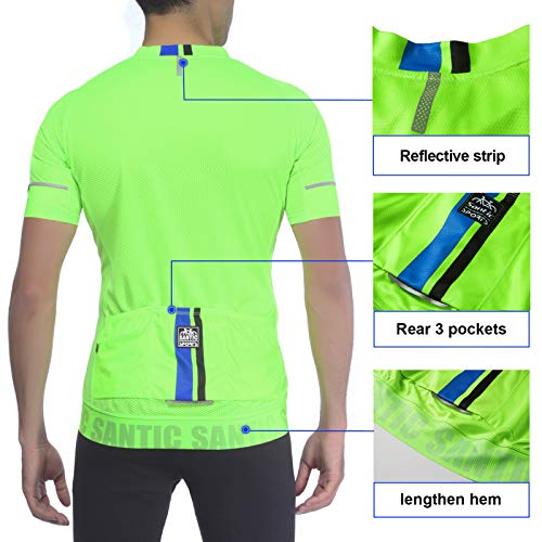 Santic Maillot Ciclismo Hombre Verano Maillot Bicicleta Montaña Bike MTB Camiseta con Mangas Cortas Verde EU XL