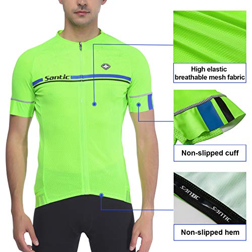 Santic Maillot Ciclismo Hombre Verano Maillot Bicicleta Montaña Bike MTB Camiseta con Mangas Cortas Verde EU XL