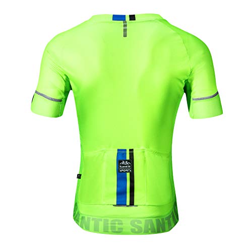 Santic Maillot Ciclismo Hombre Verano Maillot Bicicleta Montaña Bike MTB Camiseta con Mangas Cortas Verde EU XL