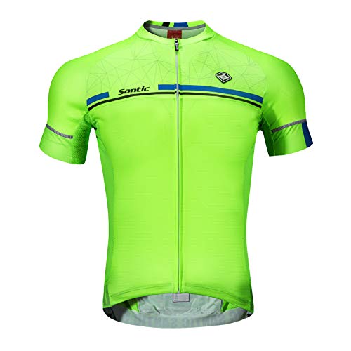 Santic Maillot Ciclismo Hombre Verano Maillot Bicicleta Montaña Bike MTB Camiseta con Mangas Cortas Verde EU XL