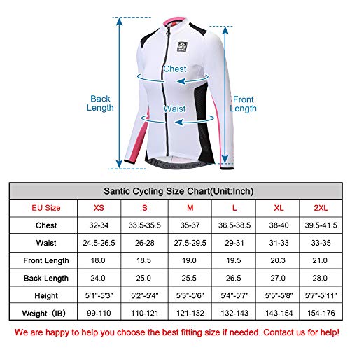 Santic Maillot Ciclismo Mujer Manga Larga Maillot Bicicleta Montaña Camiseta MTB con Bolsillos Fino Blanco EU M